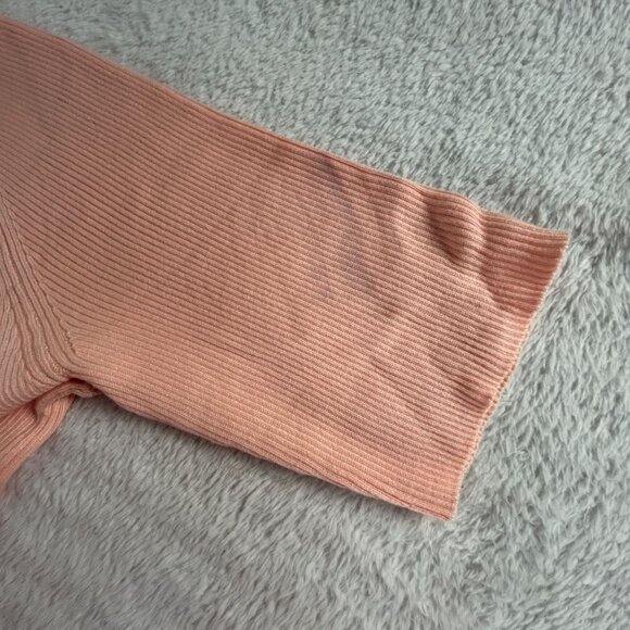 Ann Taylor Factory Womens Ribbed Knit Top Large Pink Short Sleeve Pullover New - Picture 8 of 9